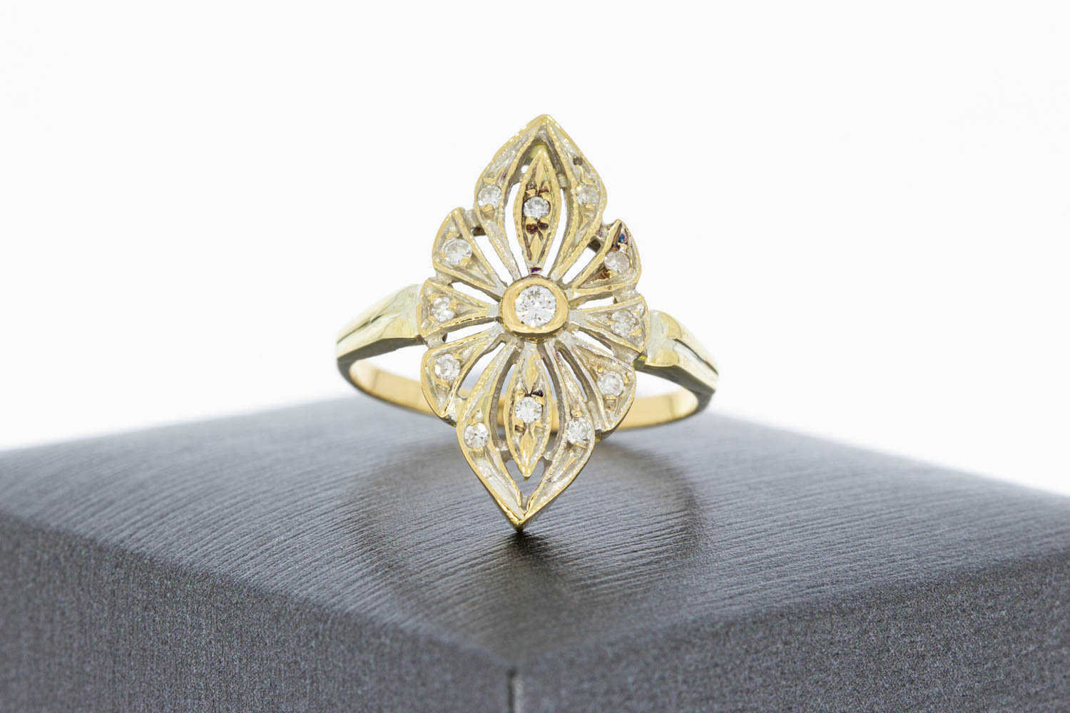 Vintage 14 karaat diamant dames ring - 17,7 mm