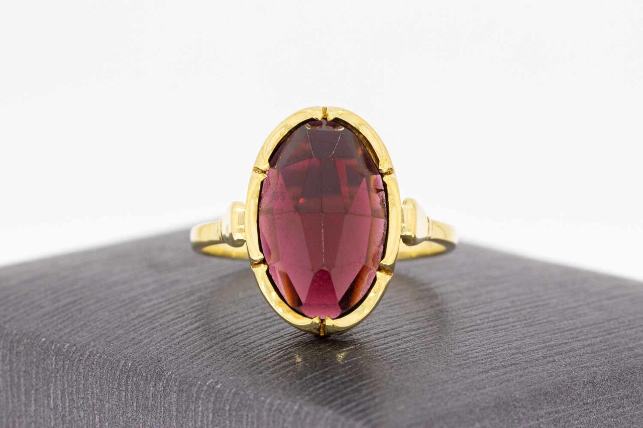 14 Karaat goud granaat ring dames - 17,4 mm