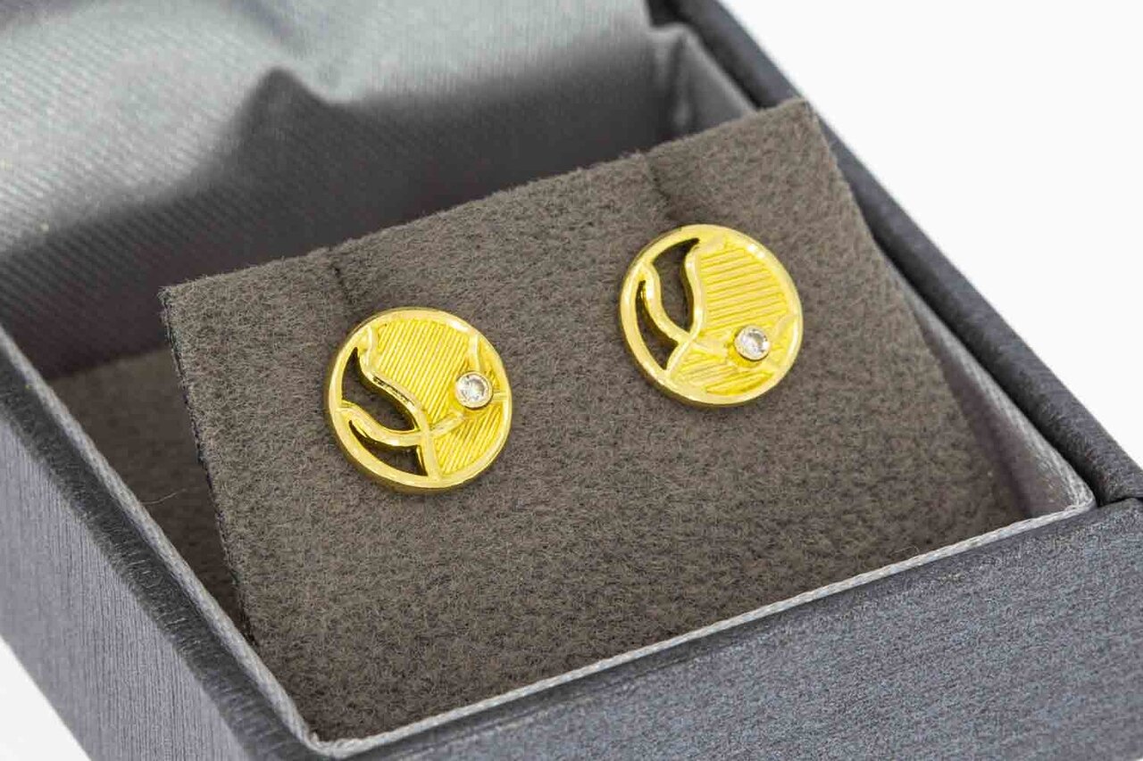 18 Karaat gouden diamant oorknoppen - 0,9 cm