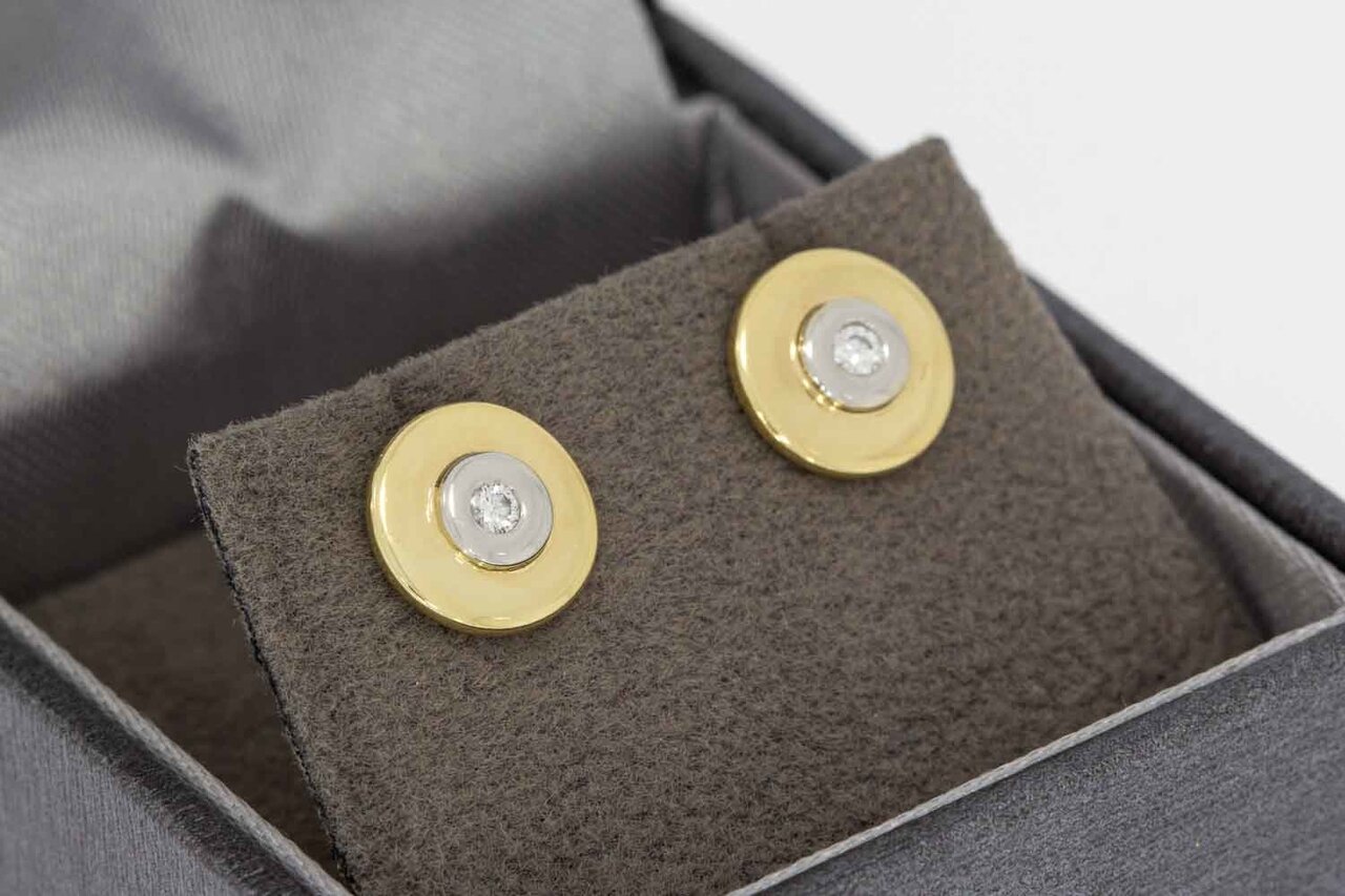 14 karaat gouden diamant oorknoppen dames