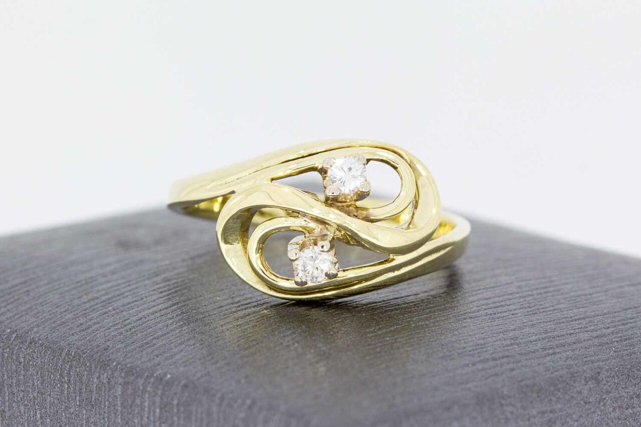 14 Karaat goud ring met Diamant - 17,1 mm