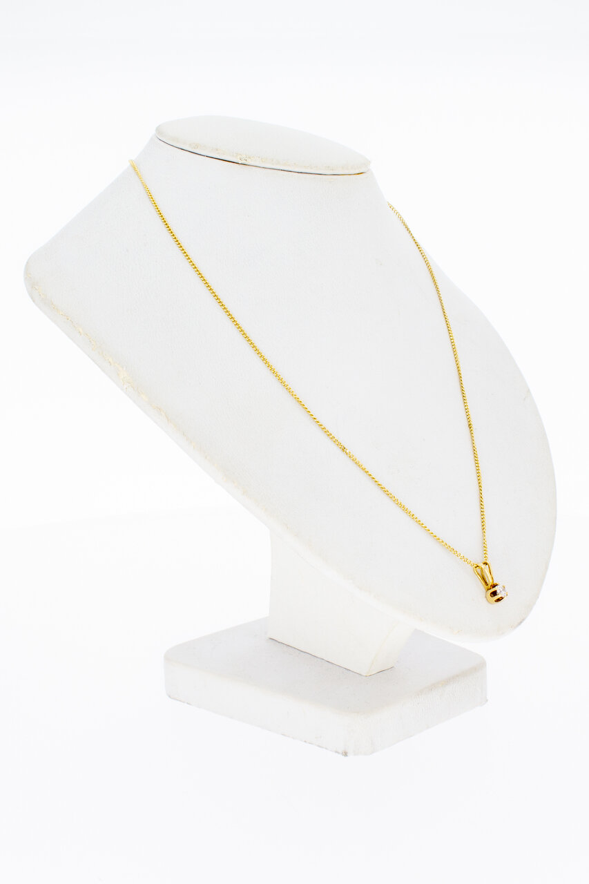 14 Karaat gouden hanger met Diamant