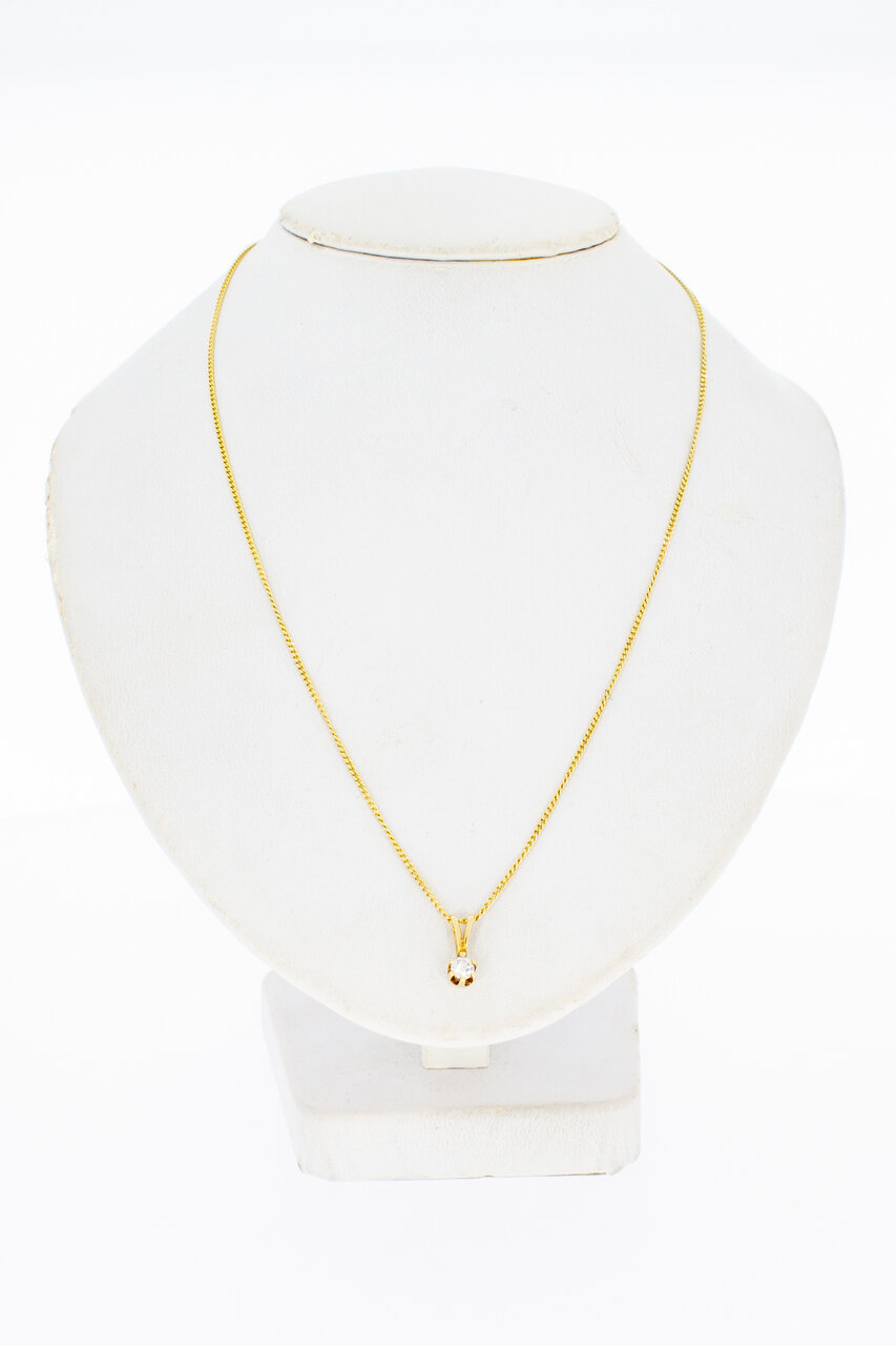 14 Karaat gouden hanger met Diamant