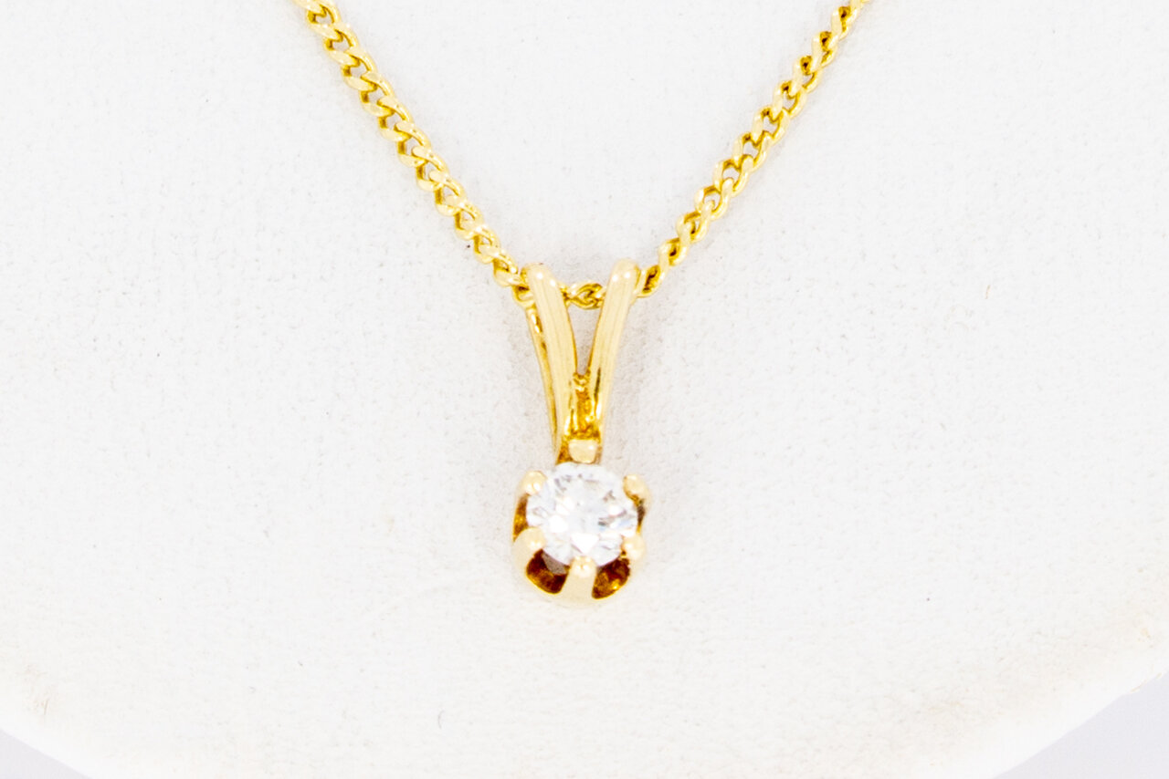14 Karaat gouden hanger met Diamant