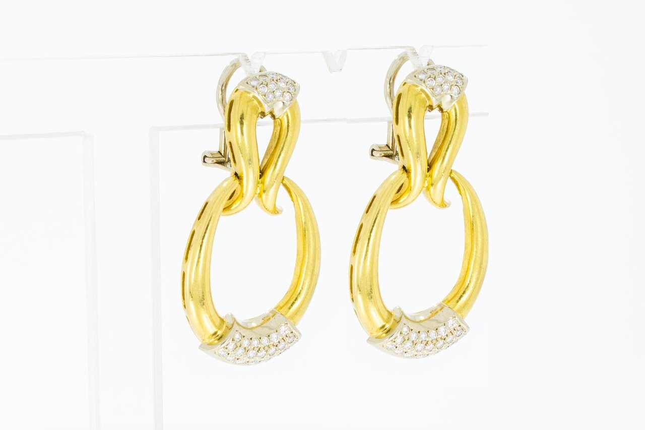 18 Karaat diamant Oorbellen dames -  3,9 cm