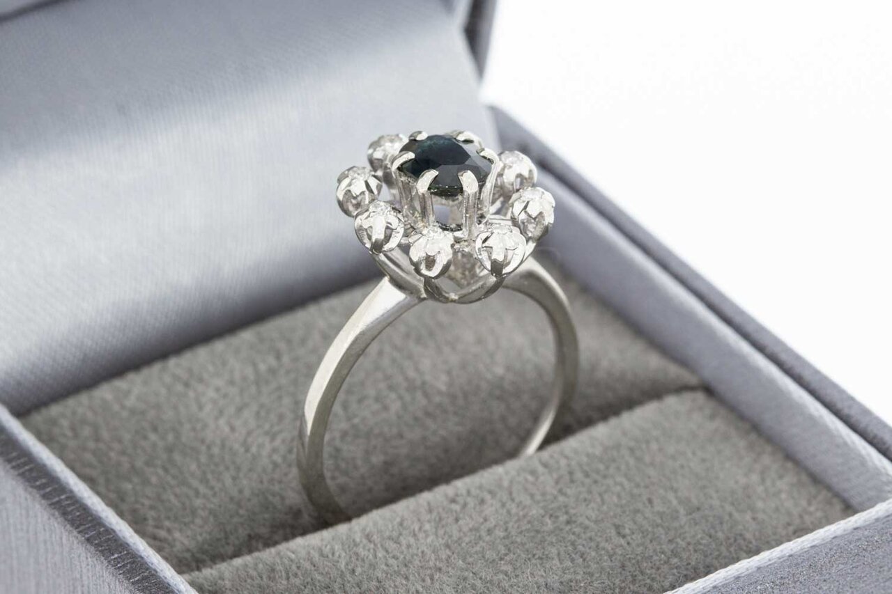 18 Karaat gouden Saffier damesring - 17,1 mm