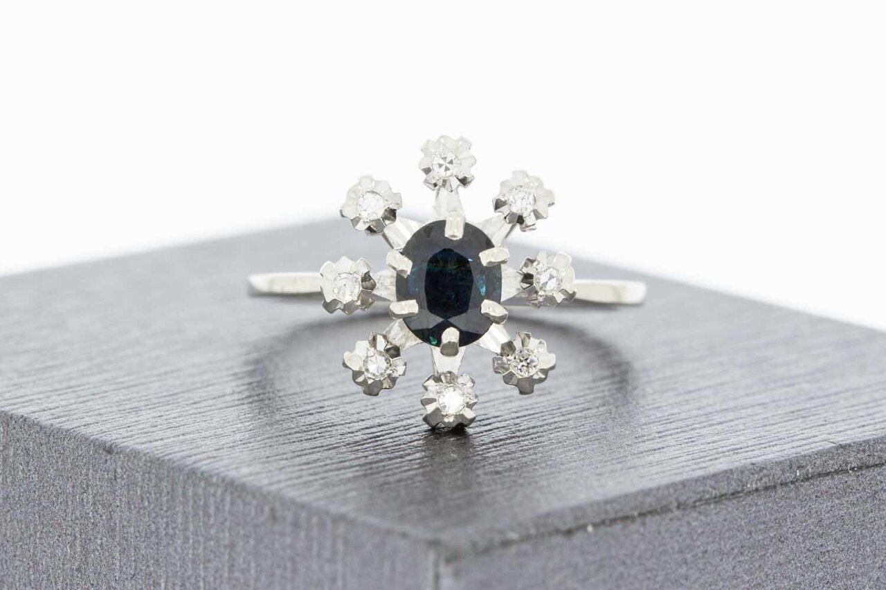 18 Karaat gouden Saffier damesring - 17,1 mm