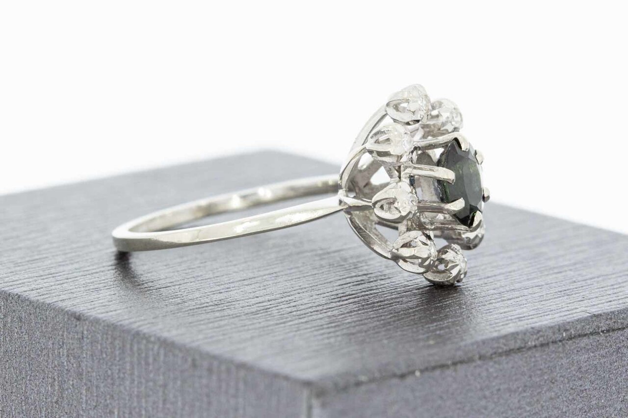 18 Karaat gouden Saffier damesring - 17,1 mm