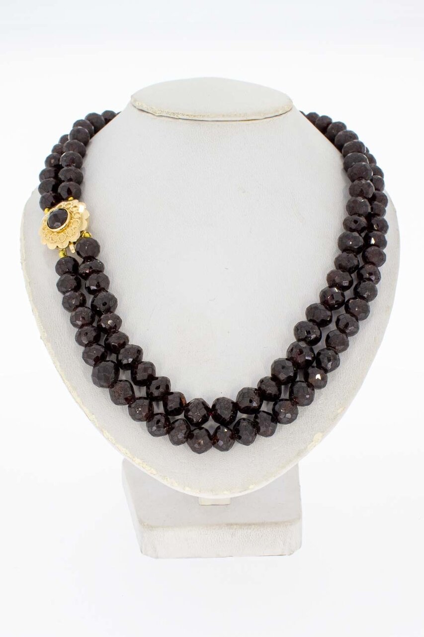 Granaten Collier met 14 Karaat sluiting - 36,5 cm