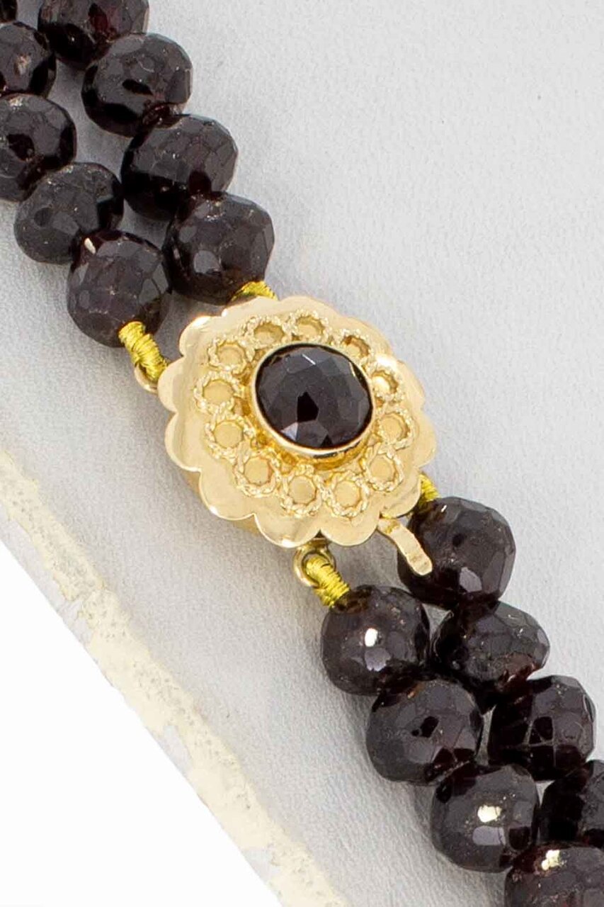 Granaten Collier met 14 Karaat sluiting - 36,5 cm