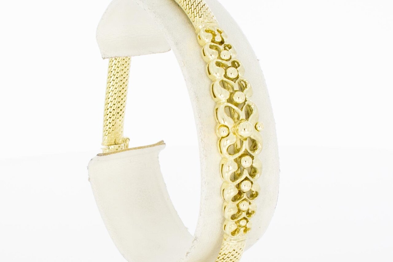14 karaat gevlochten dames armband - 19,5 cm