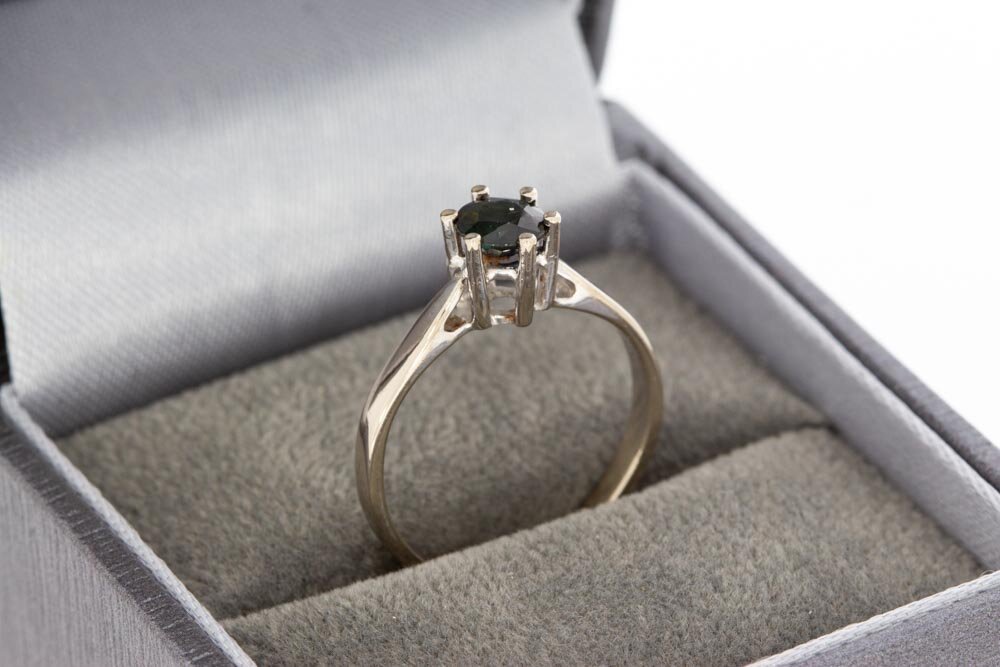 14 Karaat witgouden Saffier ring - 15,7 mm