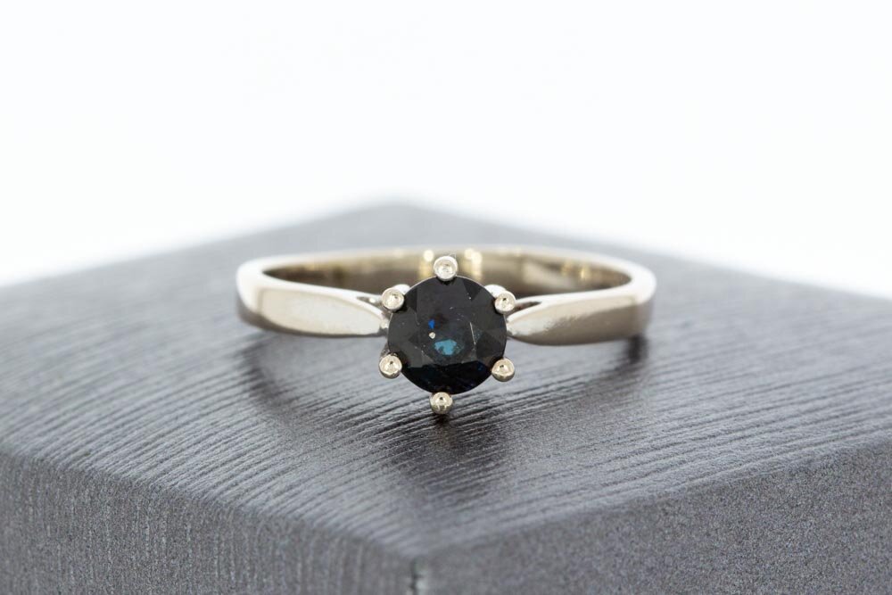 14 Karaat witgouden Saffier ring - 15,7 mm