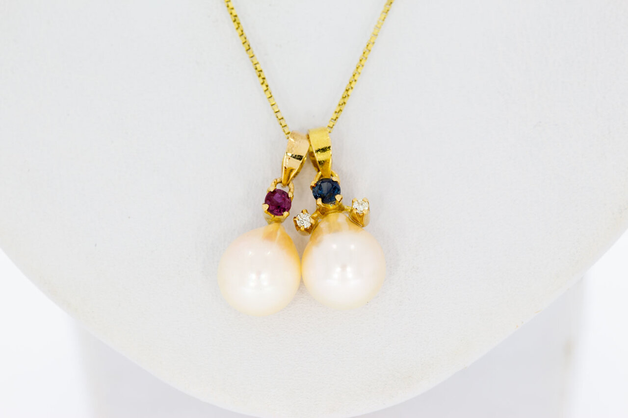 18 Karaat hangers met Edelstenen en Parels