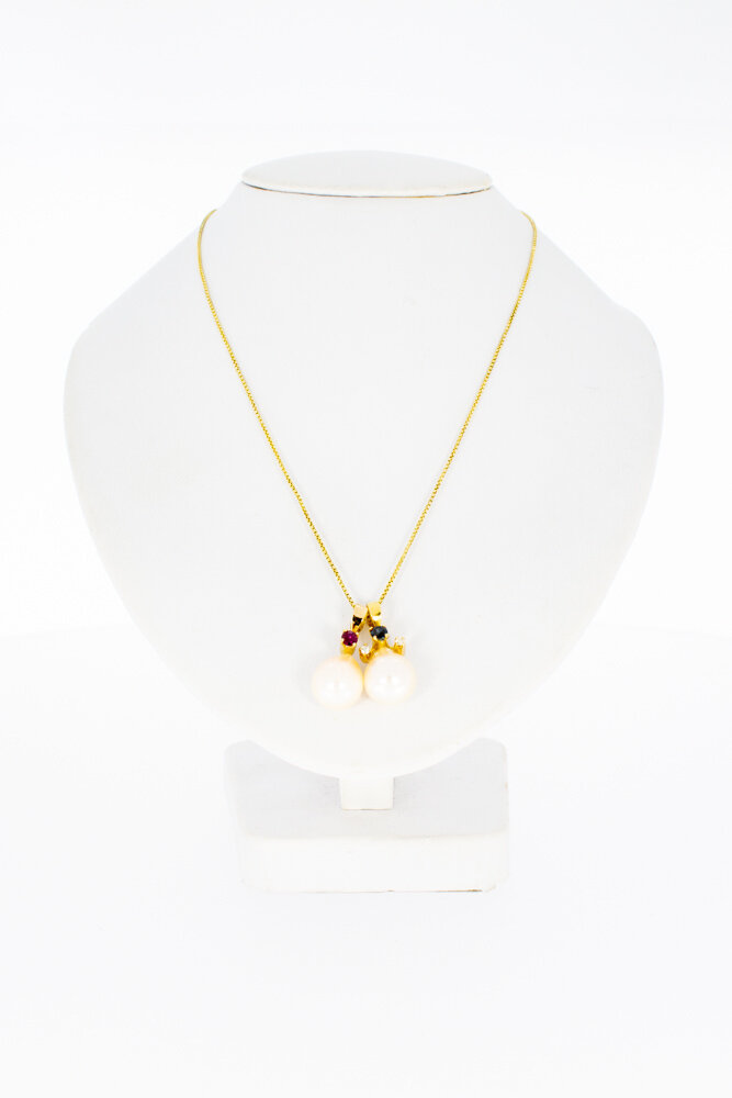 18 Karaat hangers met Edelstenen en Parels