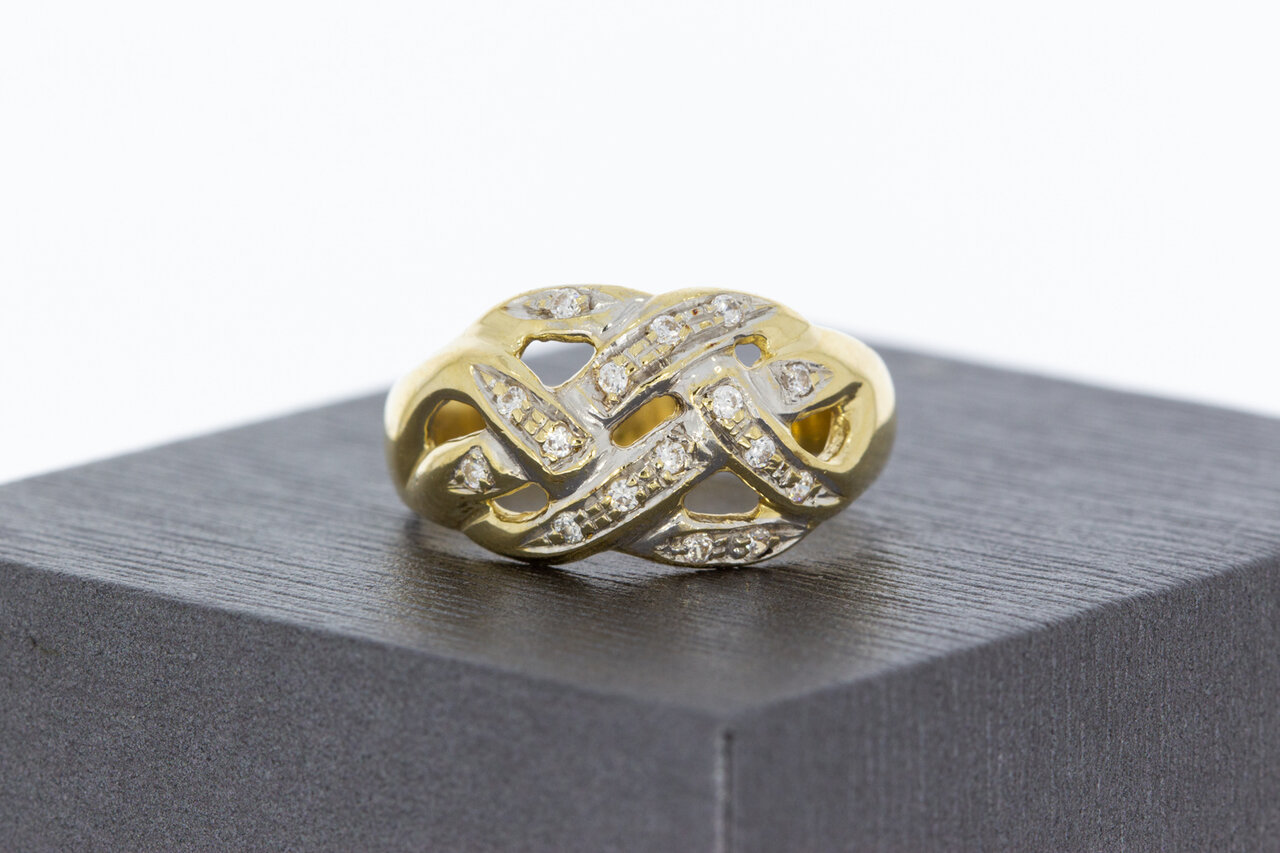 14 Karaat Zirkonia gouden damesring - 17,5 mm