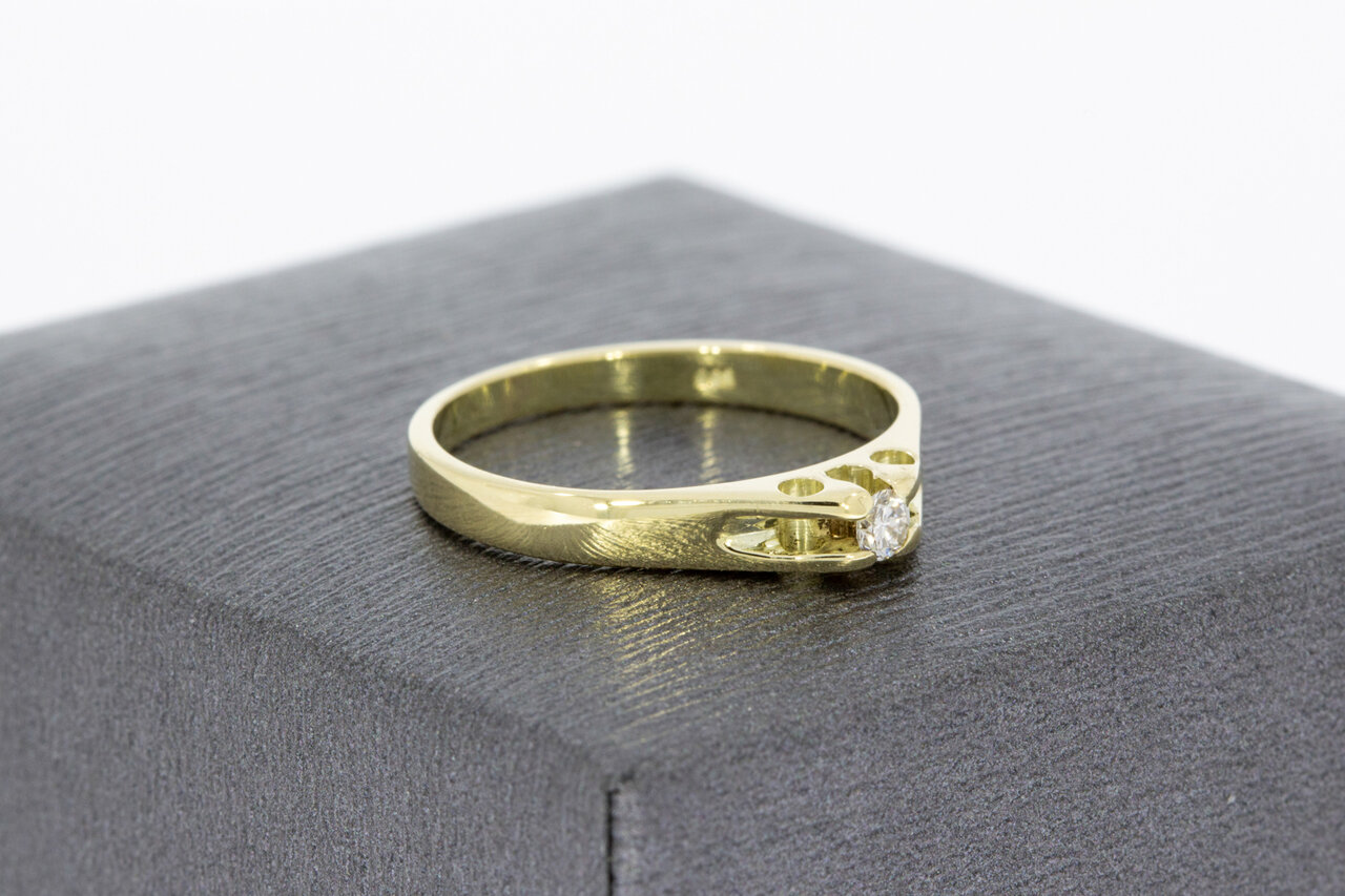 Gouden Pink damesring 14 Karaat - 16 mm