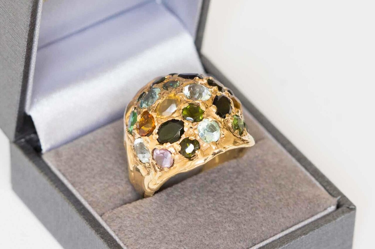 14 Karaat ring met edelstenen - 19,6 mm