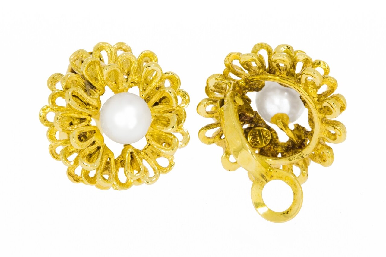 14 karaat parel oorbellen dames - 1,9 cm