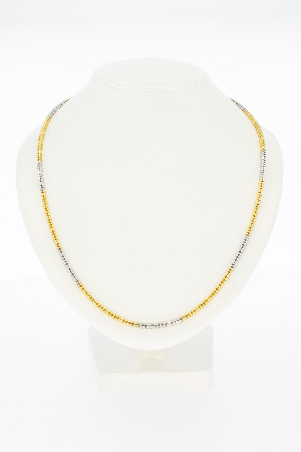 18 Karaat gouden bicolor ketting - 46  cm