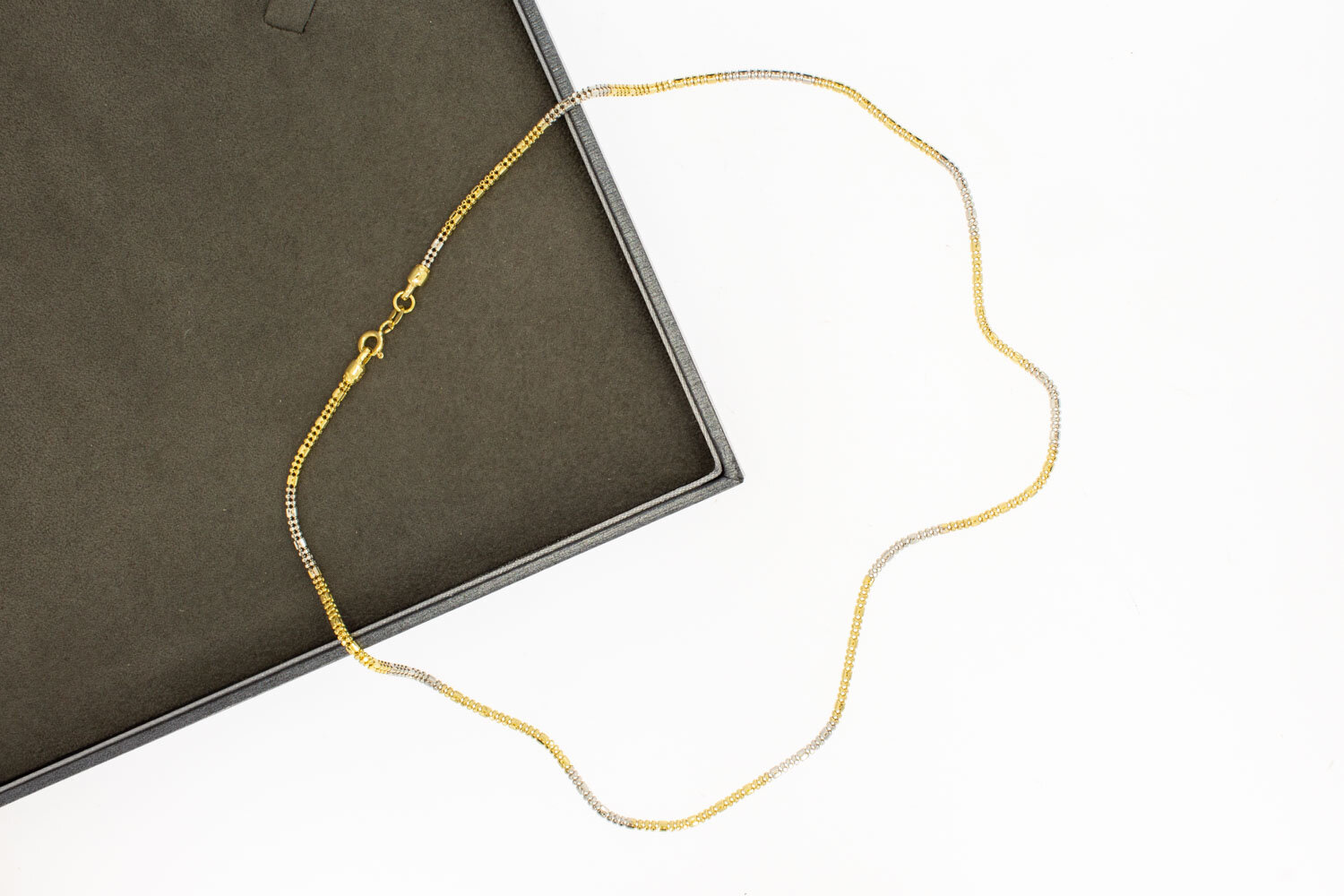 18 Karaat gouden bicolor ketting - 46  cm