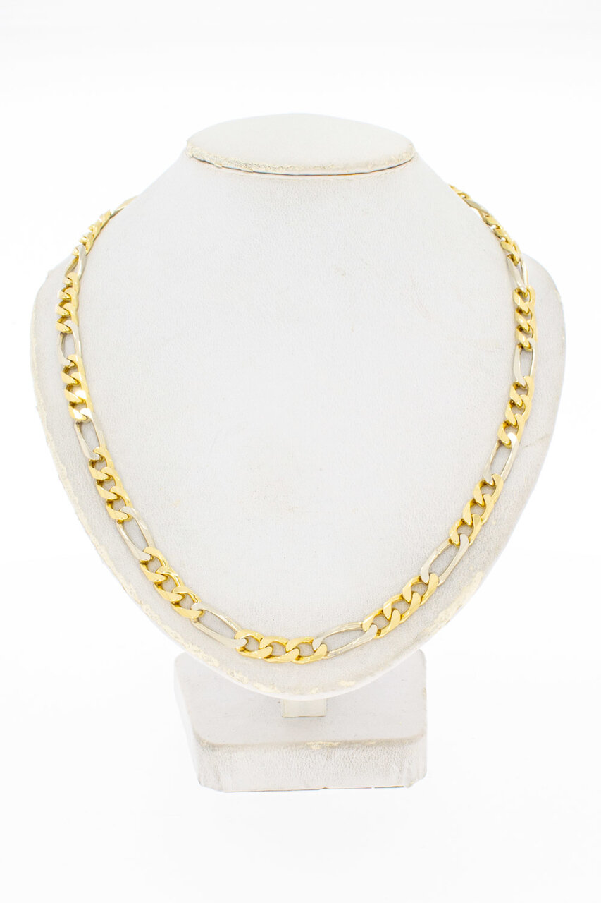 18 Karaat bicolor gouden Figaro ketting - 46,1 cm
