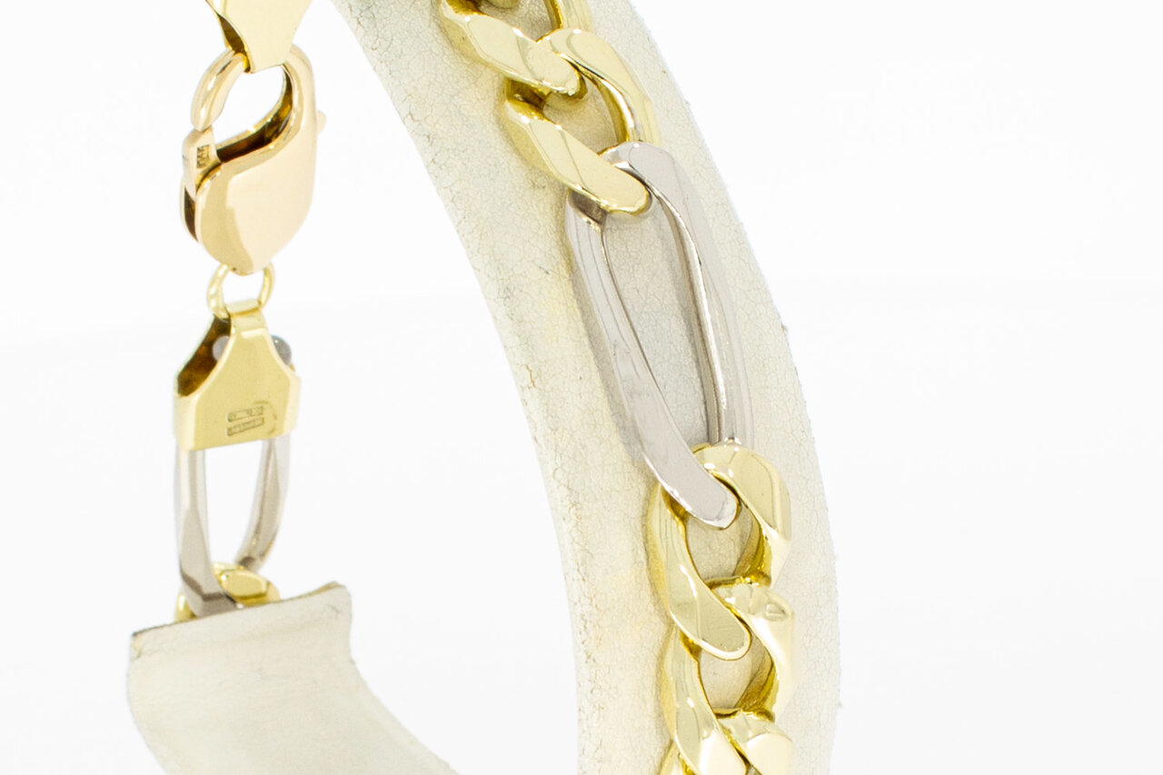 14 Karaat bicolor Figaro armband - 22,8 cm