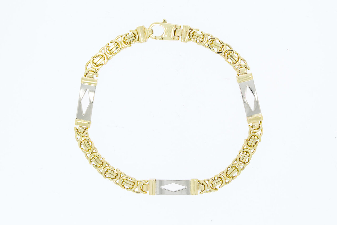 Platte Koningsarmband 14 krt goud - 21,4 cm