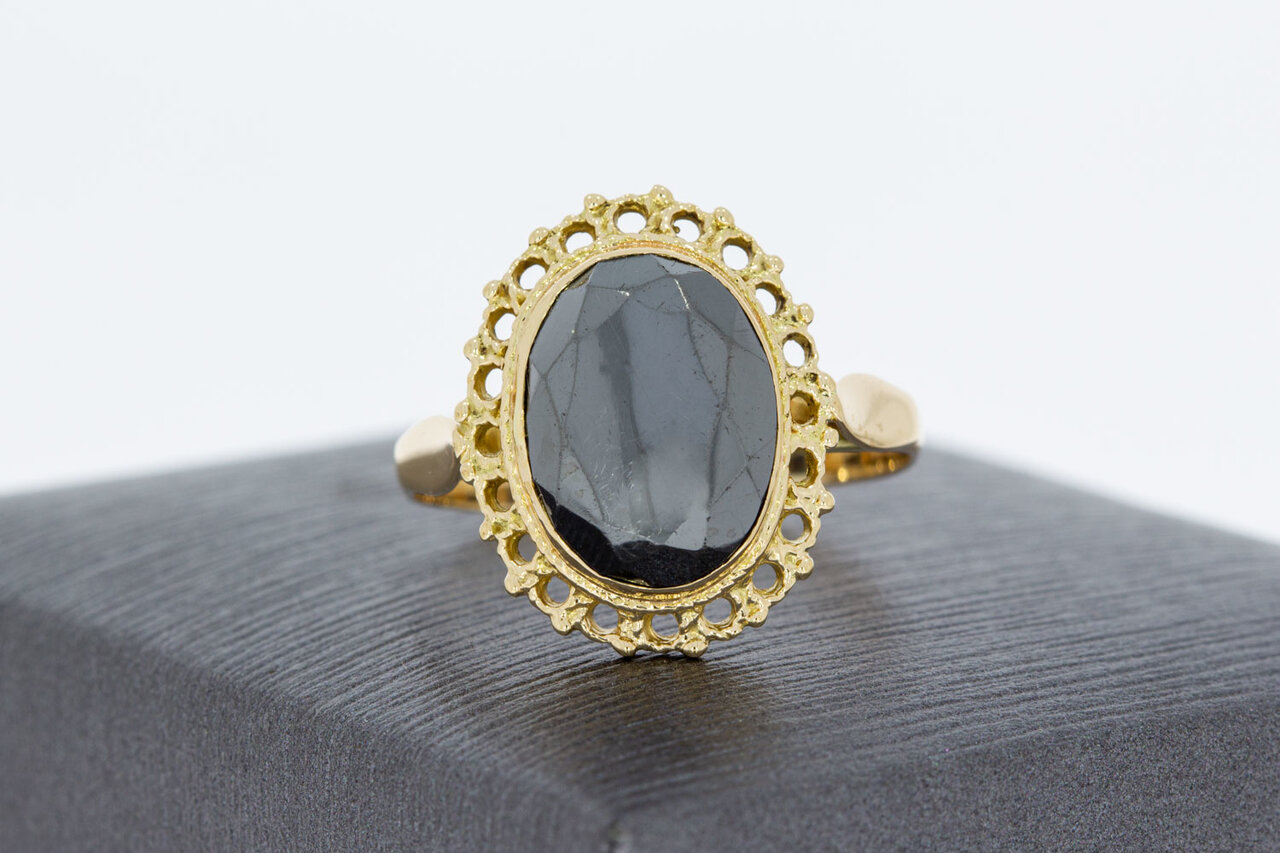 14 Karaat Retro Hematiet ring - 18,1 mm
