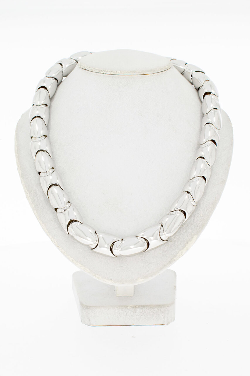 18 Karaat wit gouden damesketting - 43,6 cm