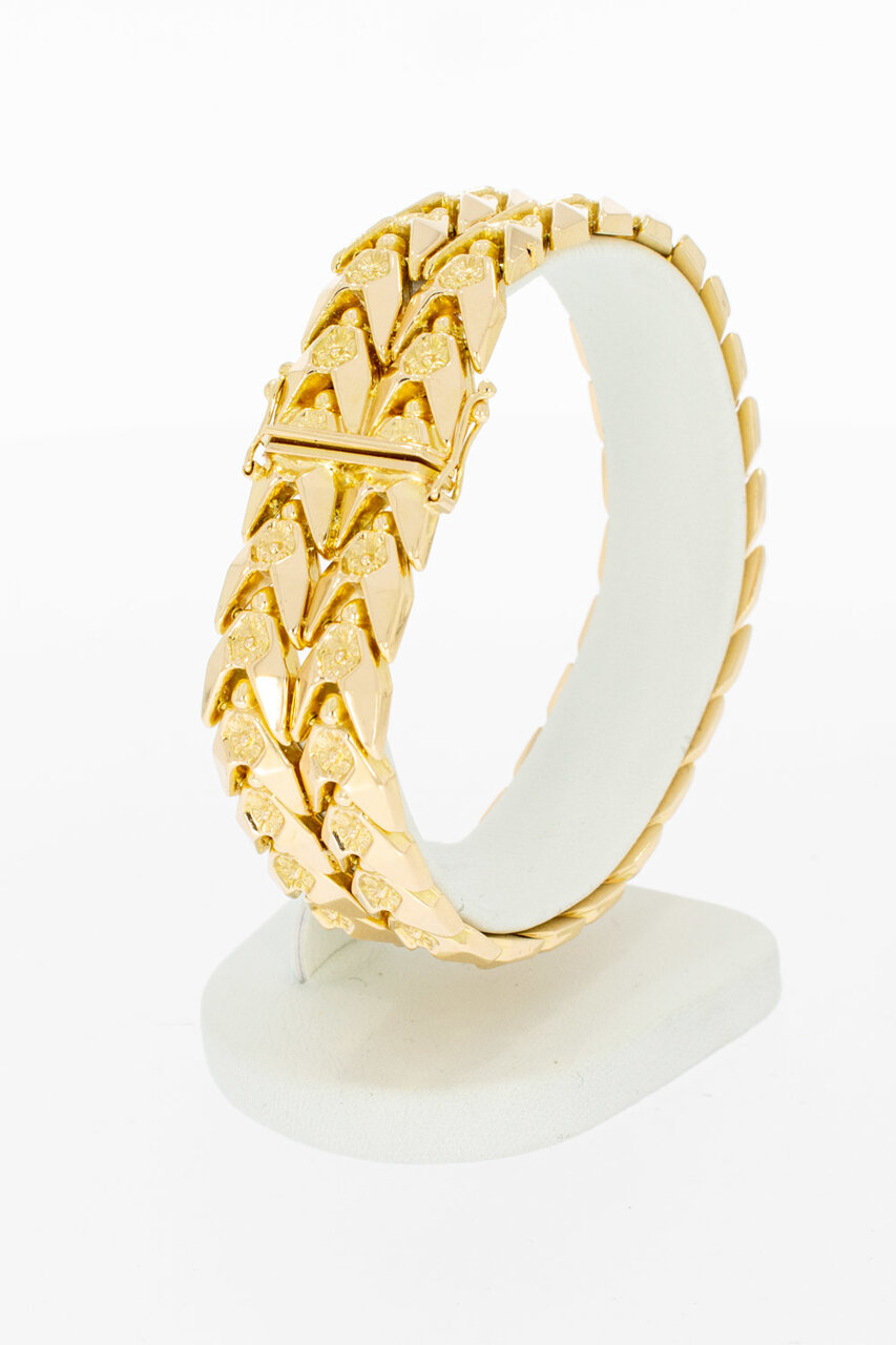 18 Karaat geel gouden brede armband - 19,2 cm