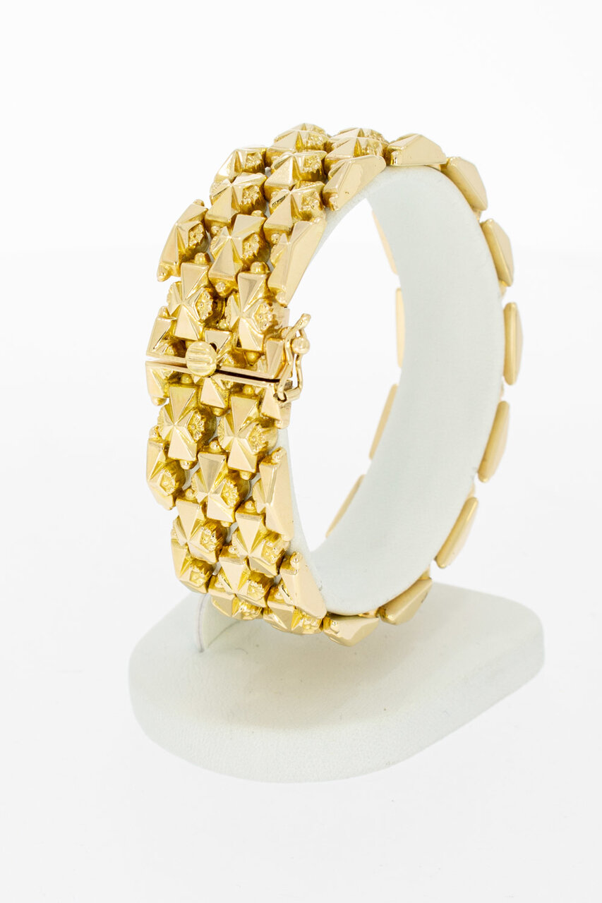 18 Karaat gouden brede dames armband - 17,4 cm