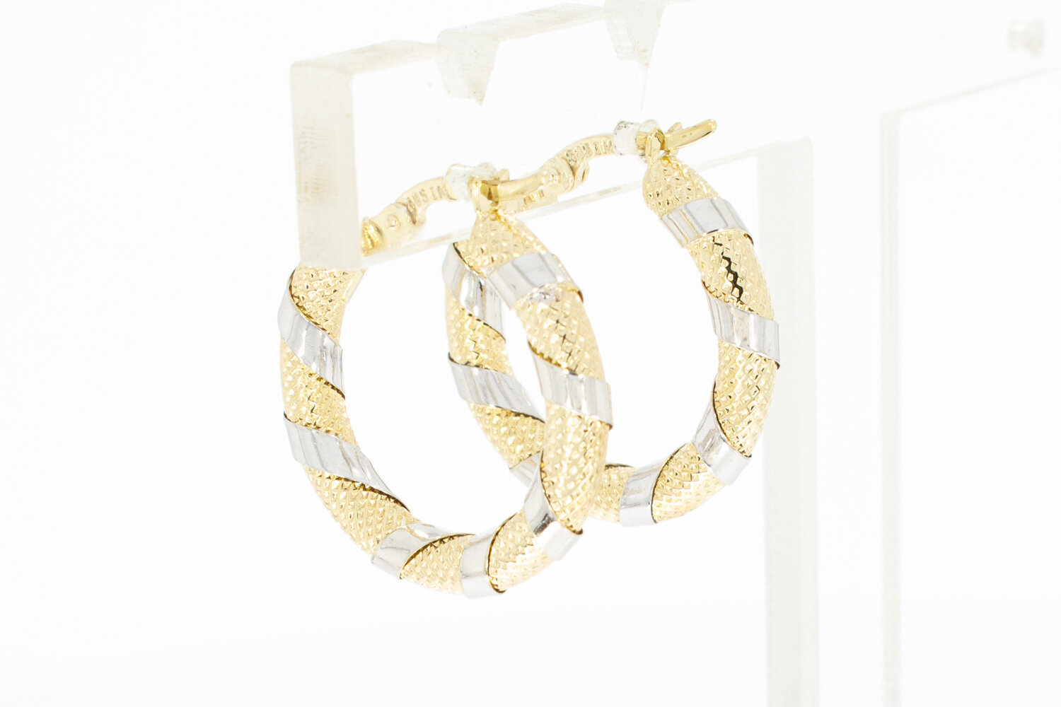 14 Karaat bicolor gouden Creolen - 2,1 cm