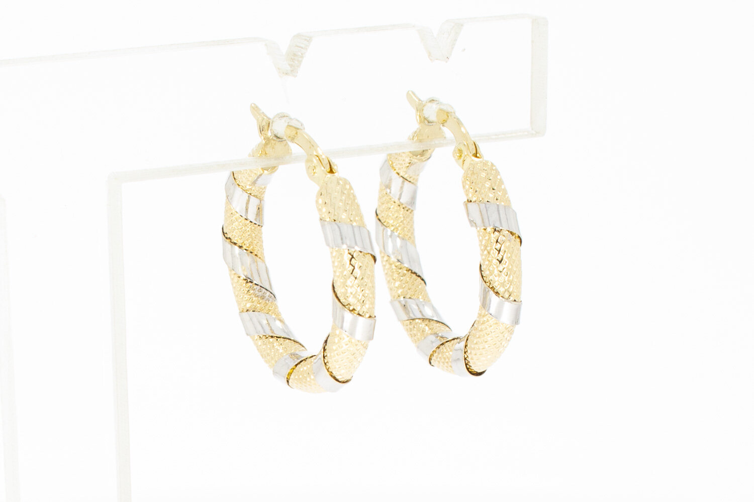 14 Karaat bicolor gouden Creolen - 2,1 cm