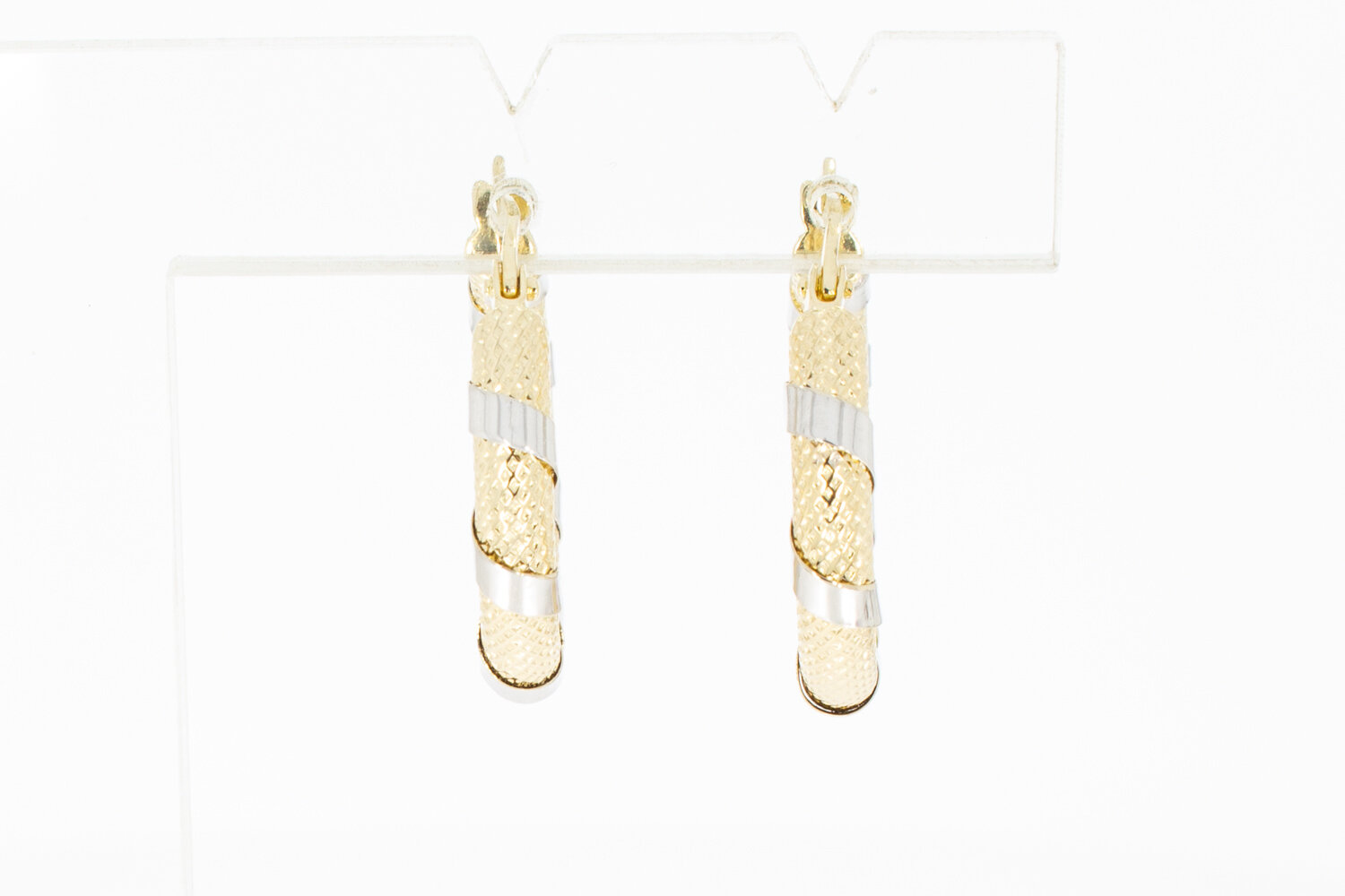 14 Karaat bicolor gouden Creolen - 2,1 cm