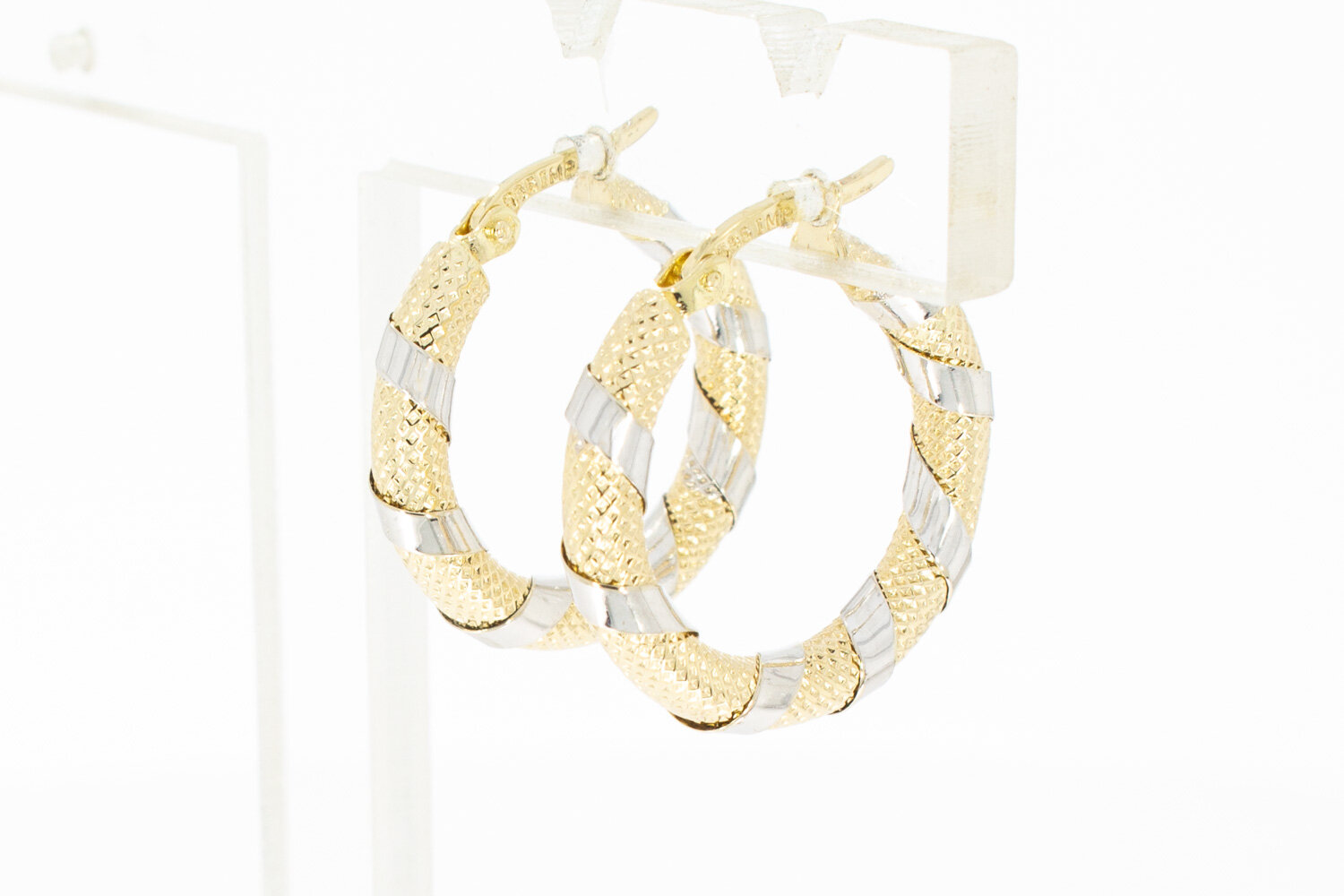 14 Karaat bicolor gouden Creolen - 2,1 cm