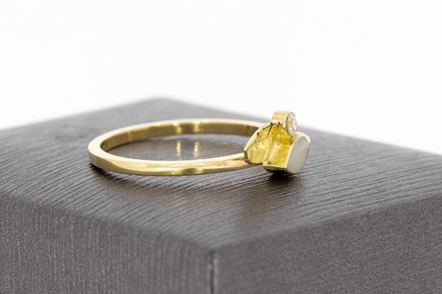 14K diamantring met Emaille - 17,4 mm