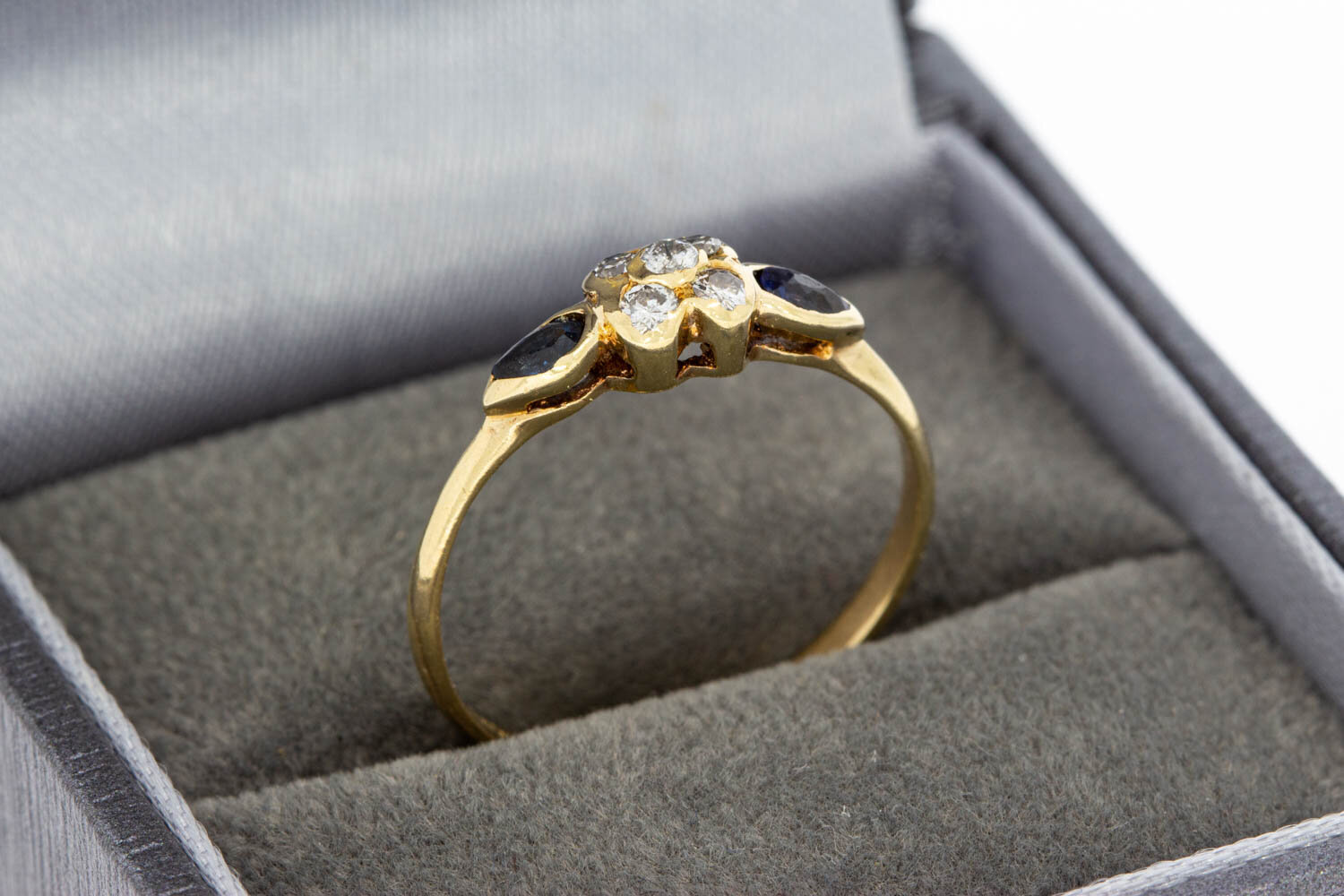 14 karaat gouden edelsteen ring - 17,3 mm