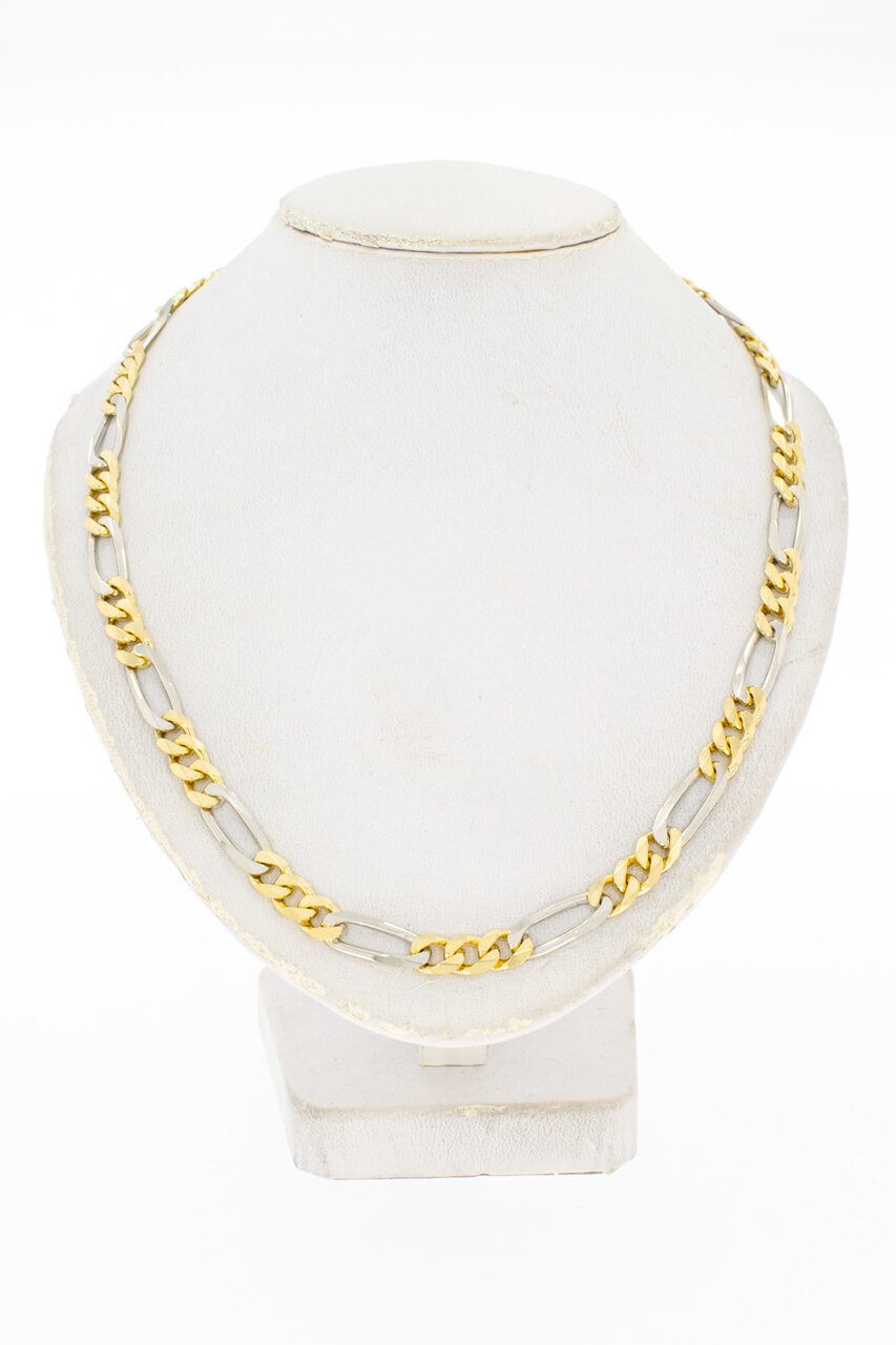 18 Karaat bicolor Figaro ketting - 49,9 cm