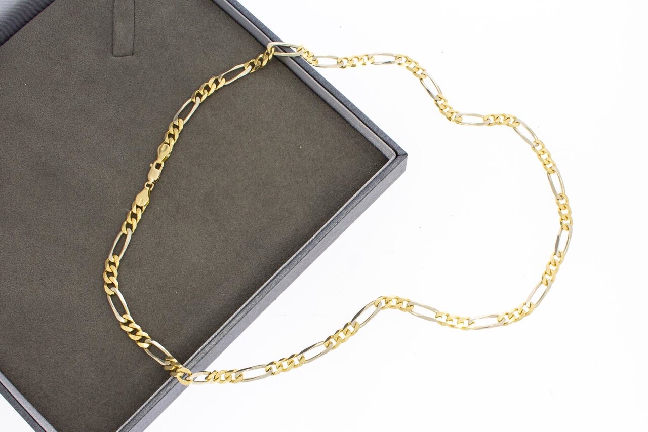 18 Karaat bicolor Figaro ketting - 49,9 cm