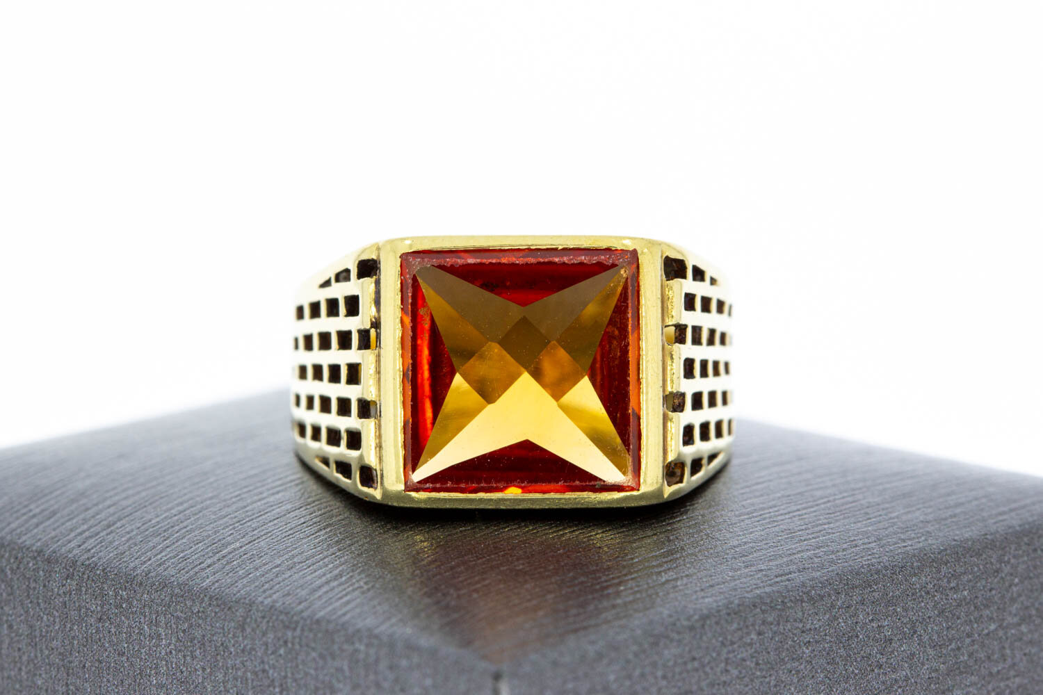 Mannen Saffier ring 14 Karaat goud - 20,9 mm