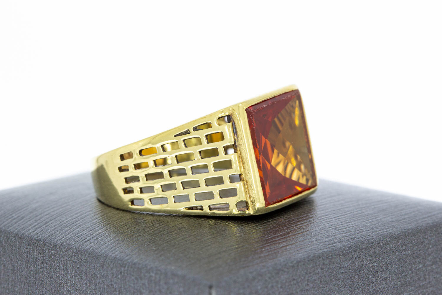 Mannen Saffier ring 14 Karaat goud - 20,9 mm