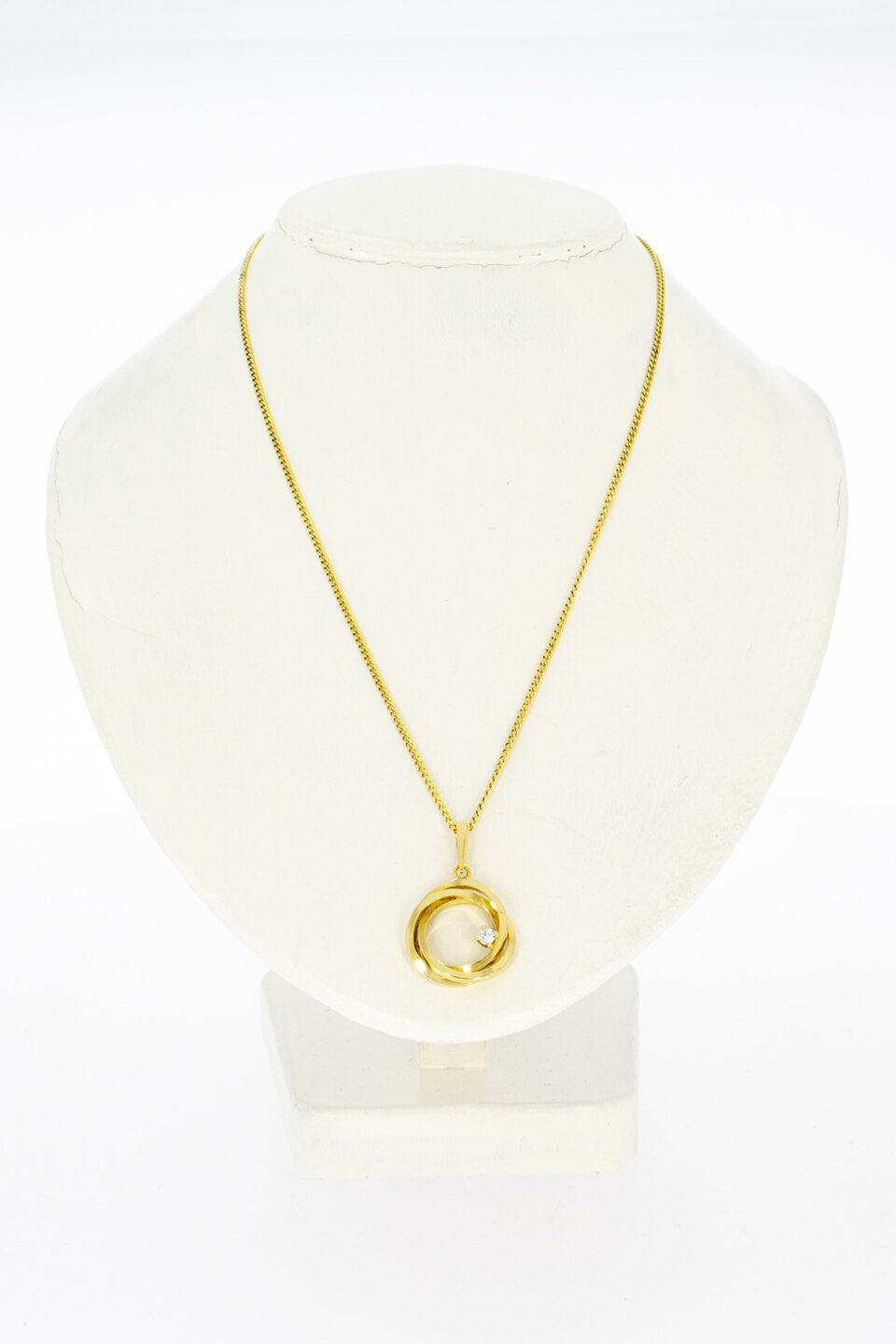 18 Karaat geelgouden Saffier hanger - 1,3 cm