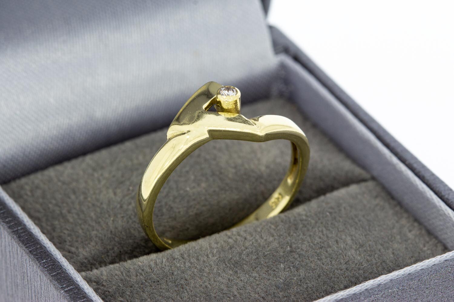 14 karaat gouden diamantring - 18,1 mm