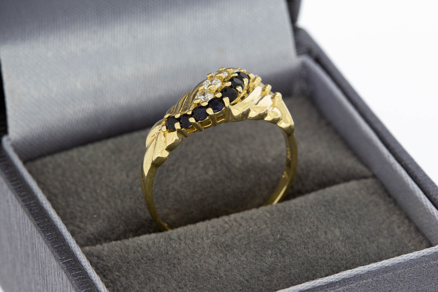 14 karaat gouden Saffier ring - 17,9 mm