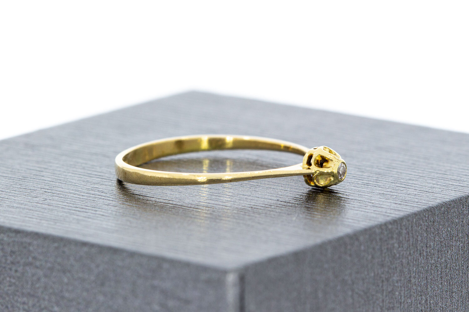 Diamant Solitairring 14 karaat goud - 16,3 mm