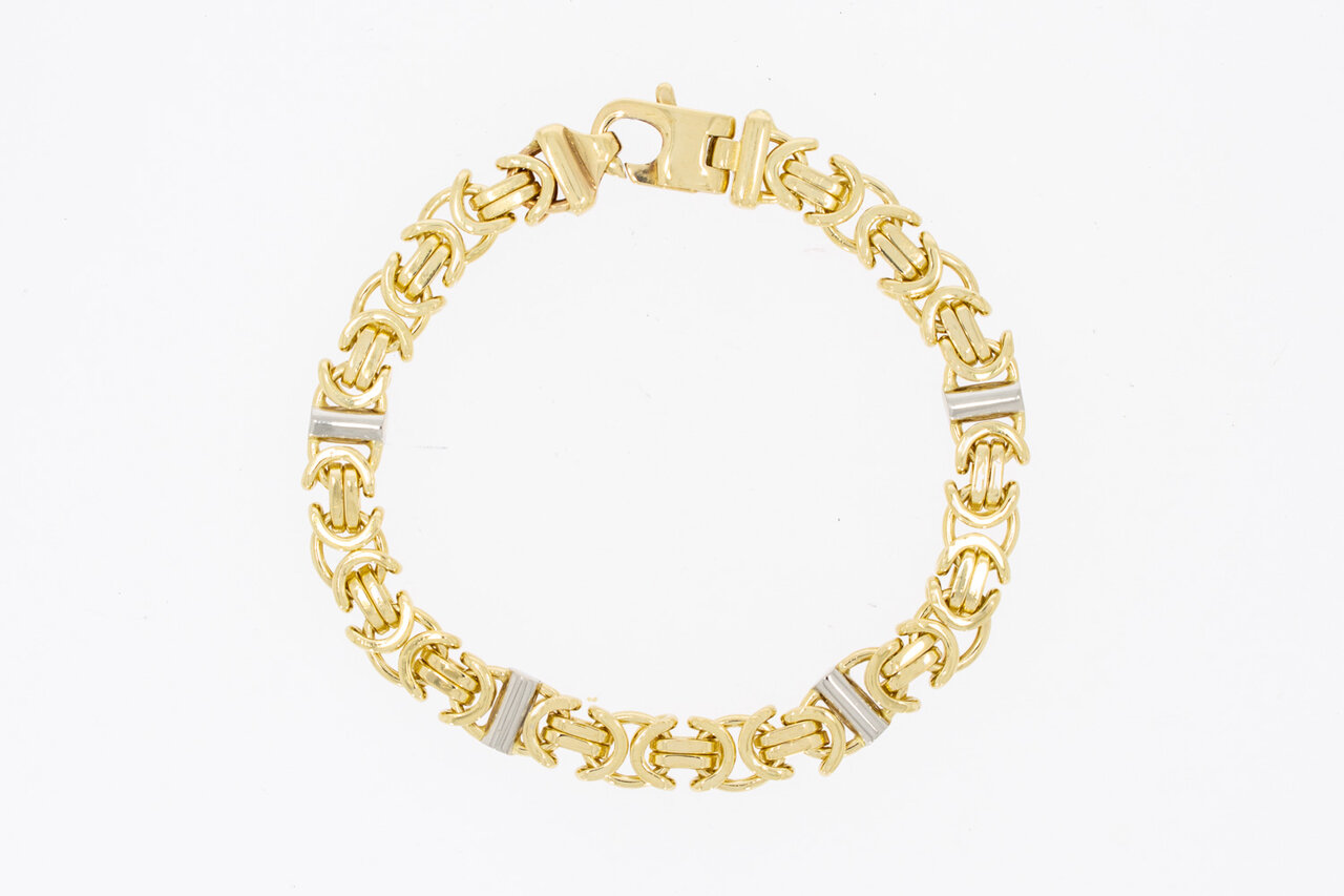 14 Karaat bicolor Koningsarmband - 21,5 cm
