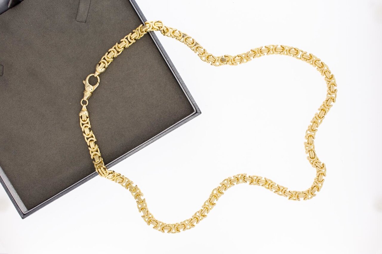 Gouden platte koningsketting heren 14 karaat - 62,5 cm