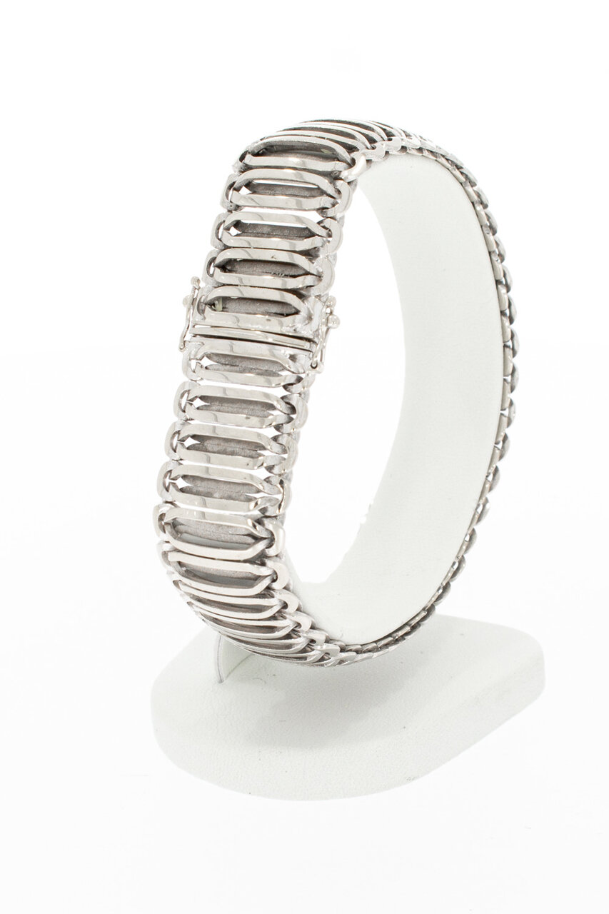Brede armband 14 karaat witgoud - 19,8 cm