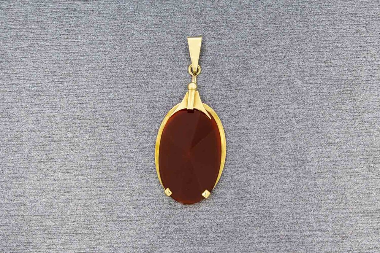 14 Karaat gouden Vintage Carneool hanger - 4 cm